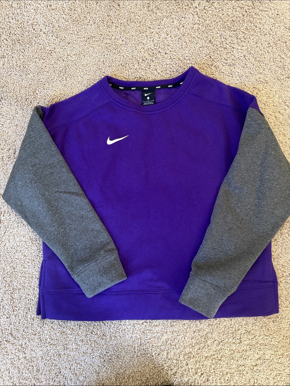 Nike Purple Crewneck Sweatshirt with Gray Sleeves